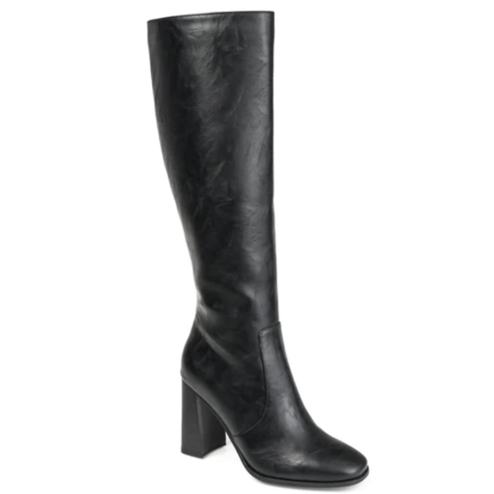 Journee Collection Black Knee High Block Heel Boots